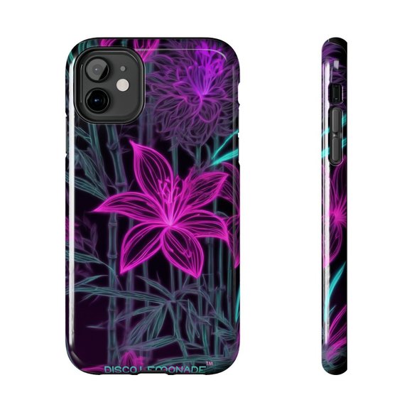 IPhone, DISCO LEMONADE Neon, Flower, Sakura, Hot Pink, Tough Phone Case,DiscoLem - Picture 8 of 10